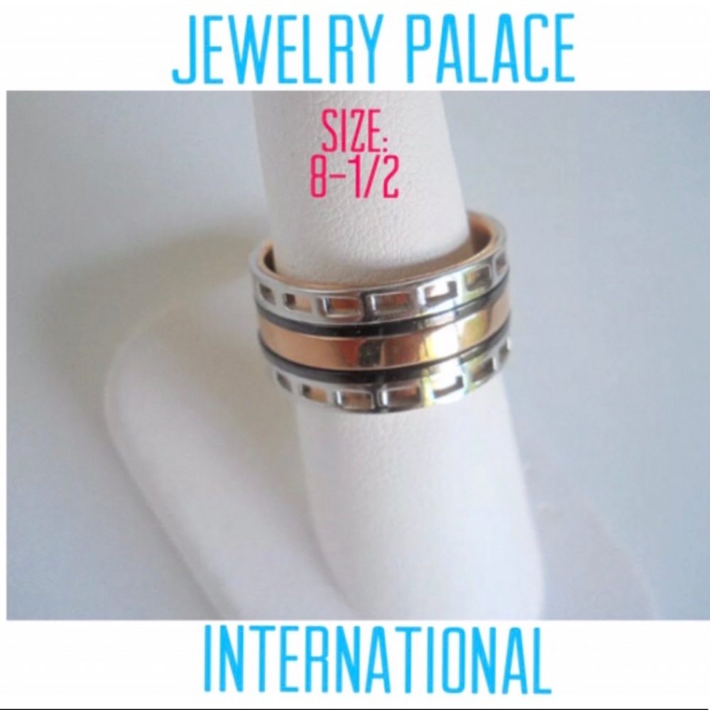 🆕 Stainless Steel Tri-Color Unisex Wide Ring.